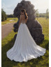 Strapless Ivory Satin Sheer Back Slit Wedding Dress